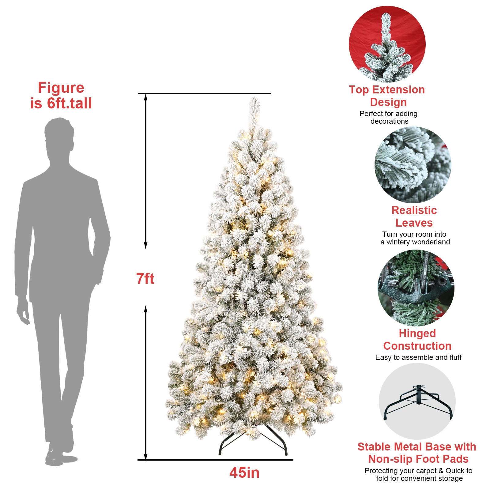 6FT PVC Memory Wire Christmas tree (With Light)