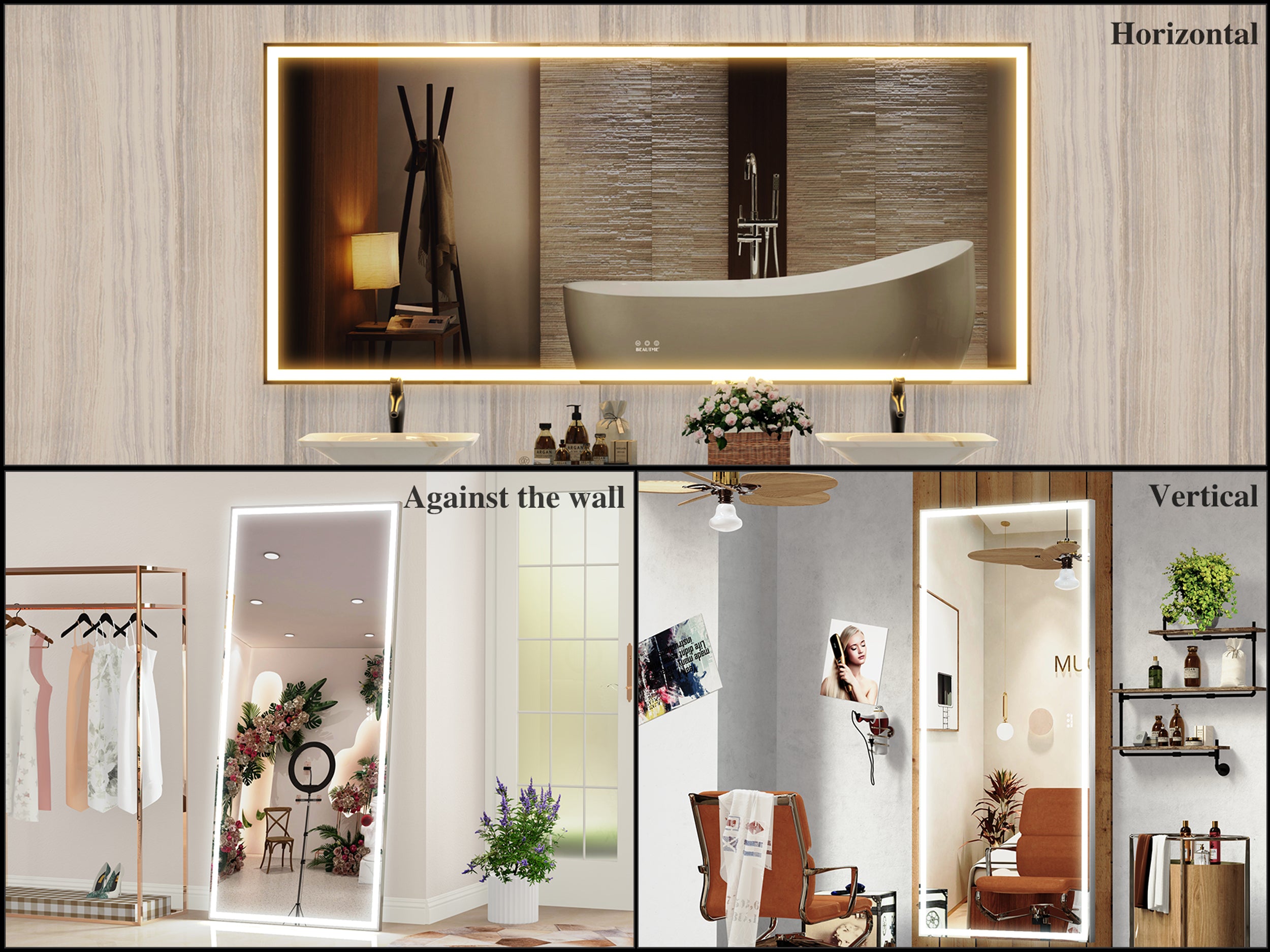 Oversized LED Bathroom Mirror Wall Mounted Mirror