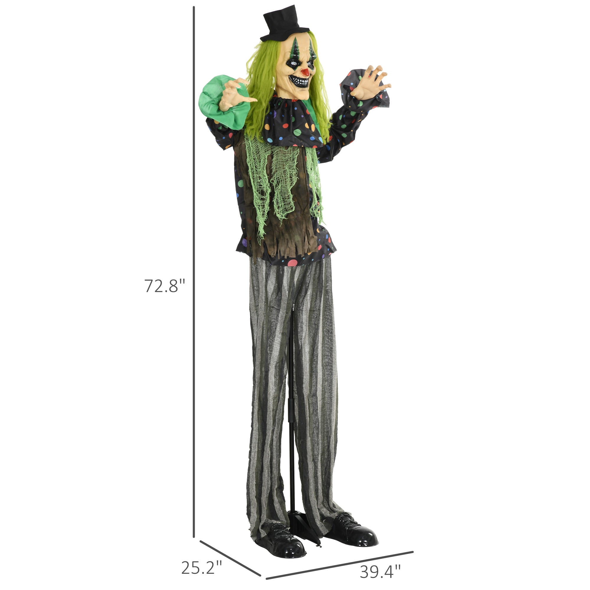 Life Size Outdoor Halloween Decoration, Animatronic Circus Clown Green