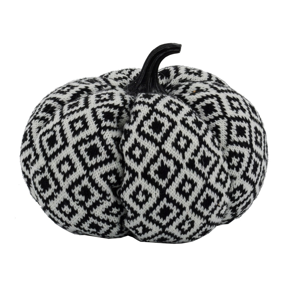 Fabric Pumpkin Black/White Diamond Pattern, for Holiday Halloween Decor