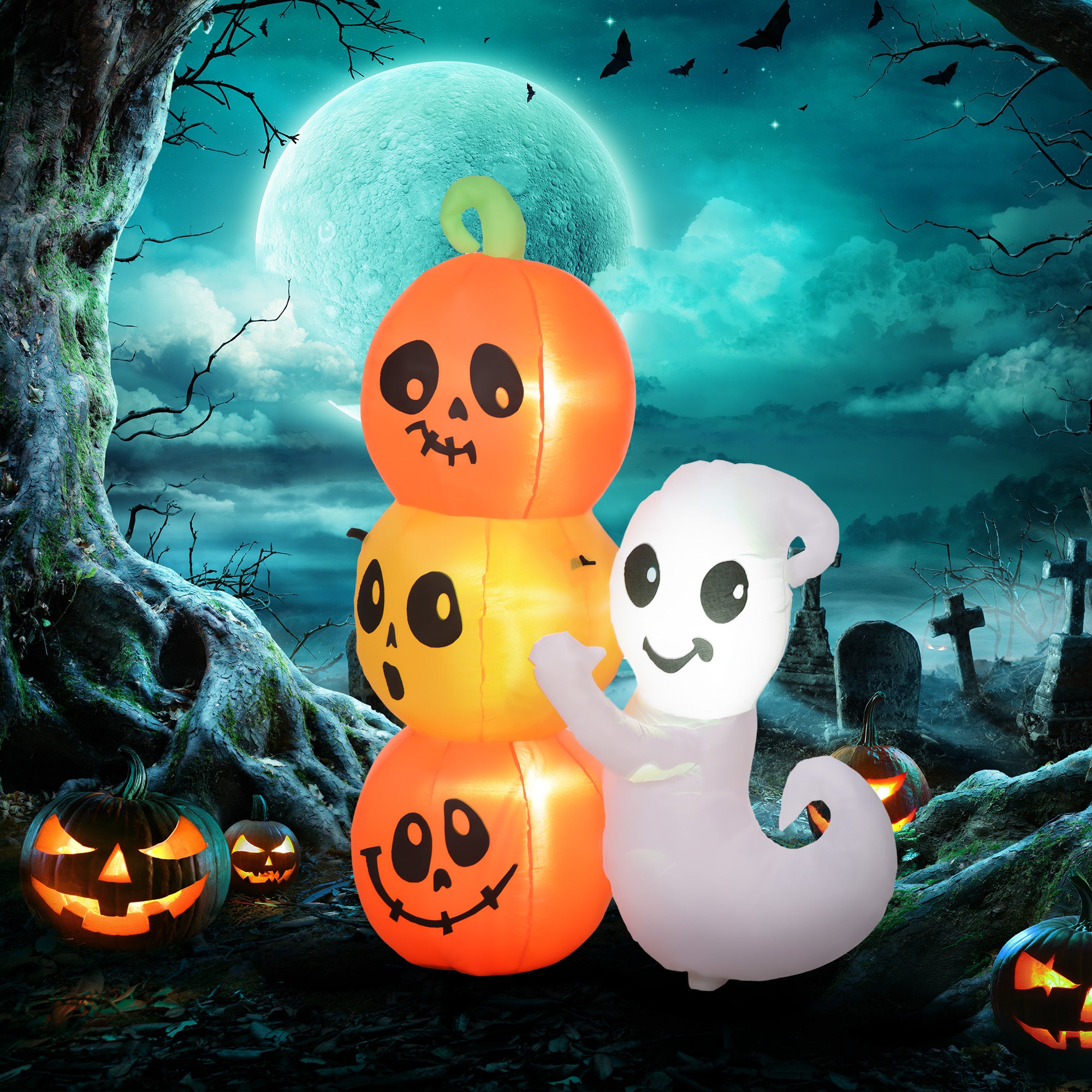 Inflatable Halloween Decoration Ghost and Pumpkin