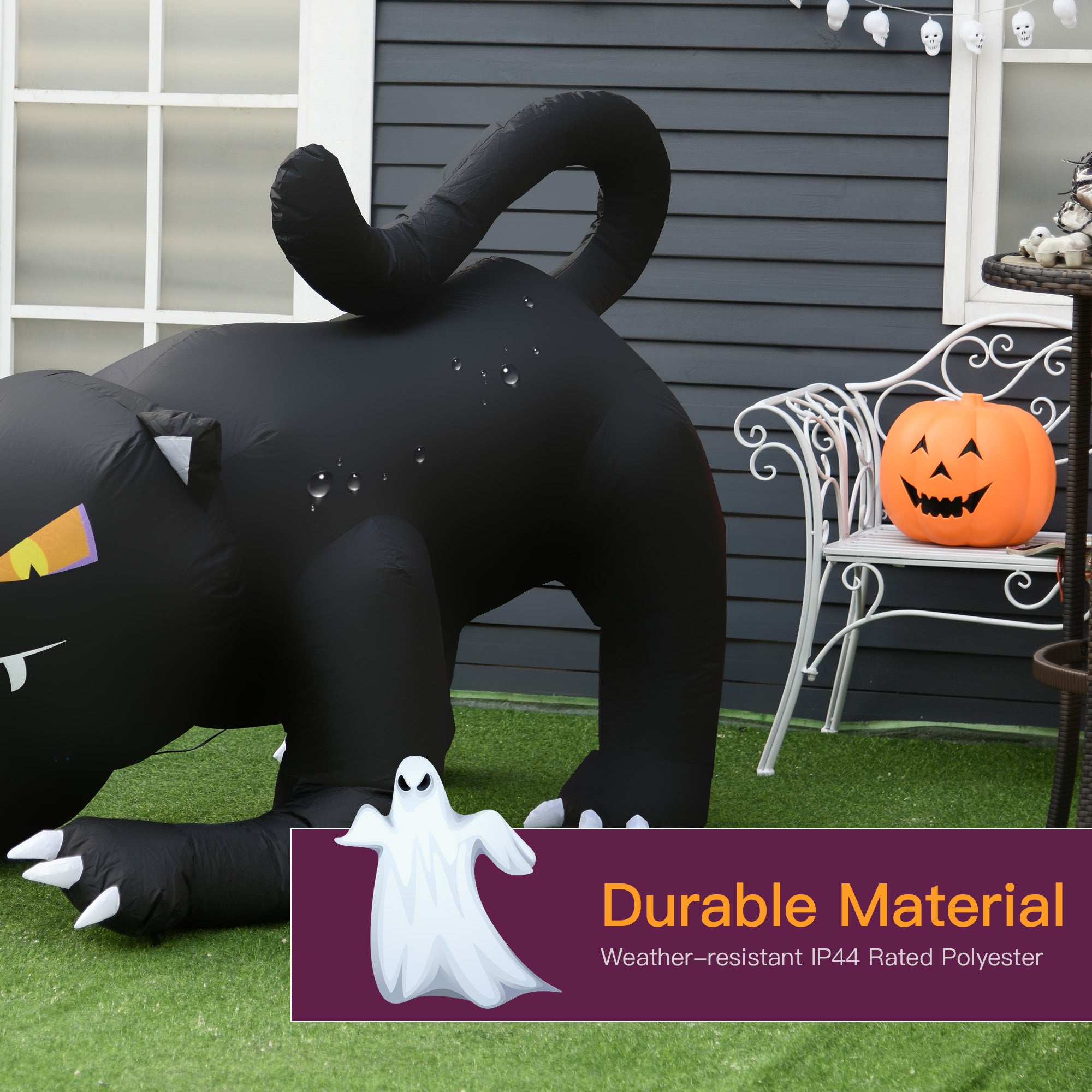 Inflatable Halloween Black Cat, Blow Up Outdoor LED Yard Display