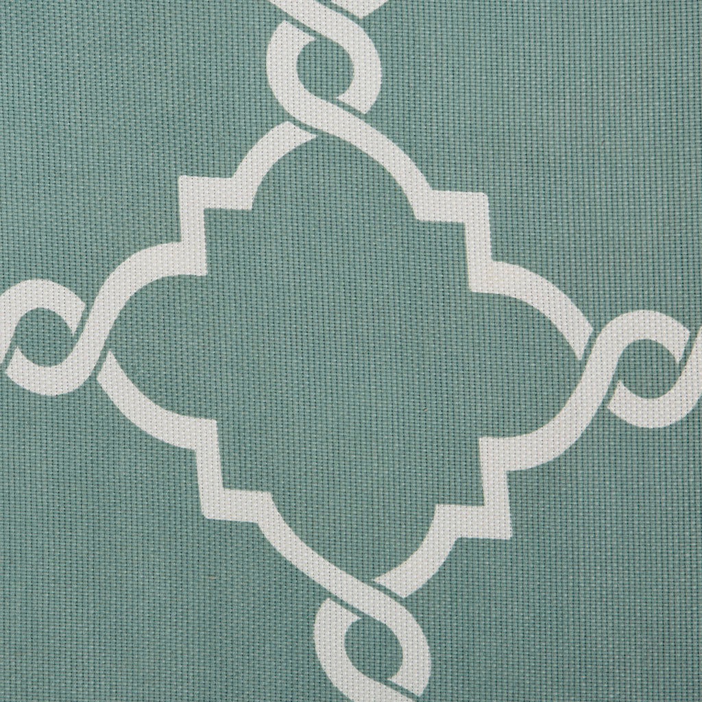 Fretwork Print Grommet Top Window Curtain Panel(Only 1 Pc Panel Seafoam+White)