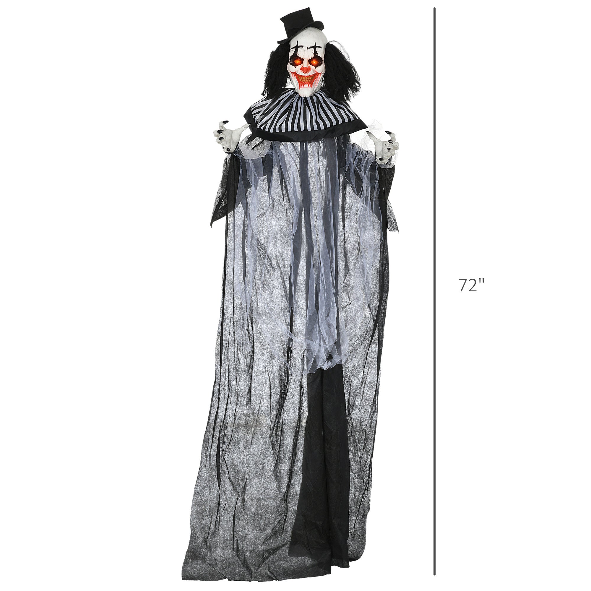 Life Size Outdoor Halloween Decoration, Classic Black and White Striped Clown Animatronic