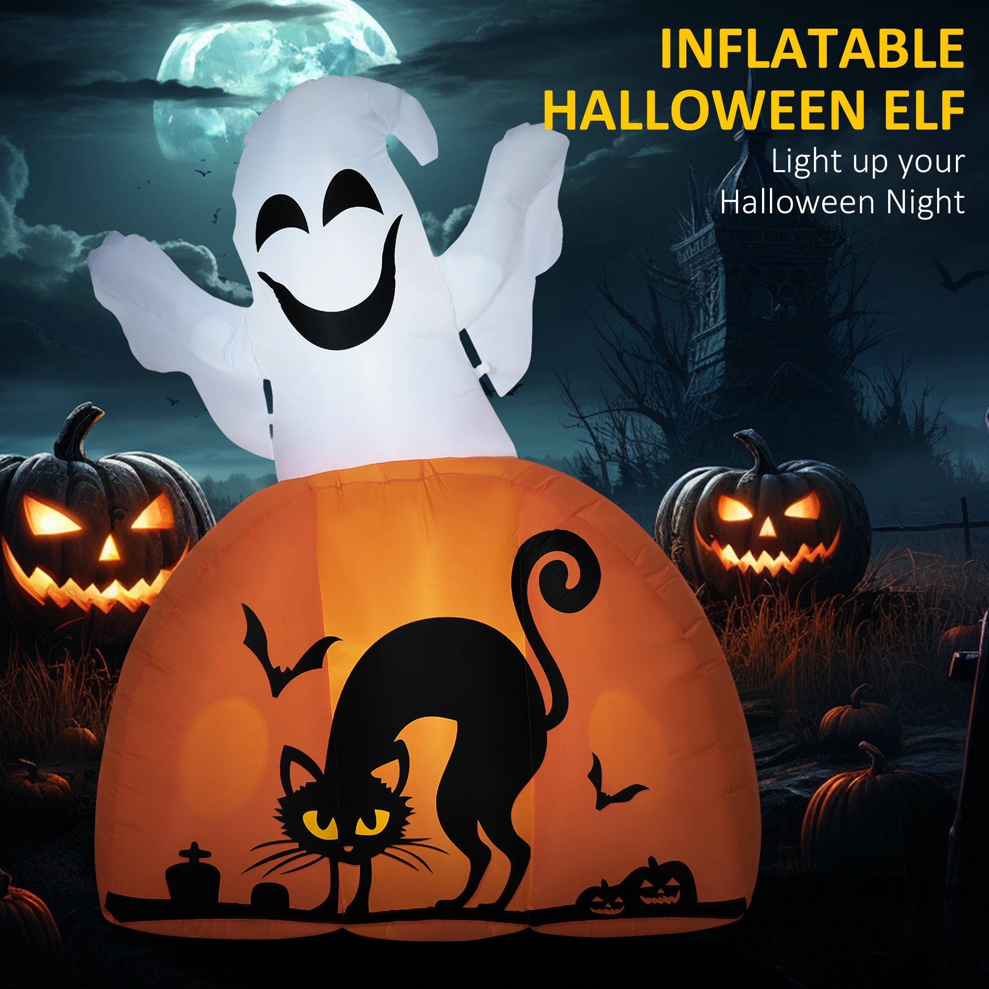 Halloween Inflatables Outdoor Decorations Ghost with Pumpkin