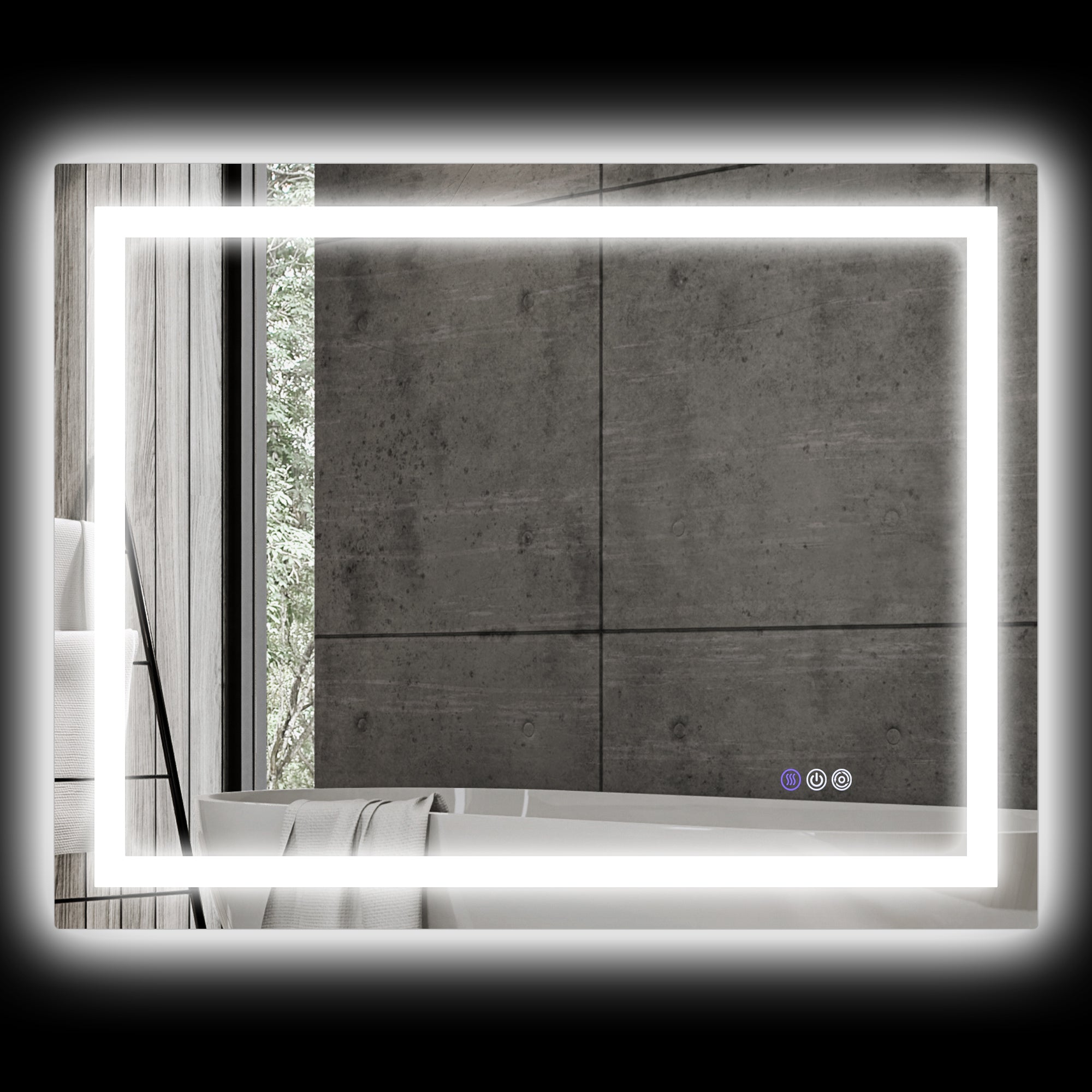 LED Bathroom Mirror with Lights, 39" x 32" Backlit Front Lit LED Mirror for Bathroom