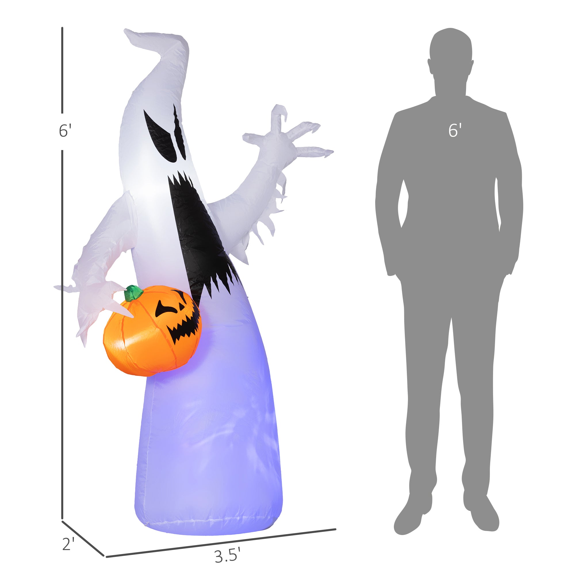 Halloween Inflatable Outdoor Decoration Ghost with Pumpkin Purple