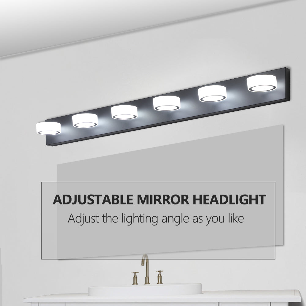 LED Modern Black 6-Light Vanity Lights Fixtures Over Mirror