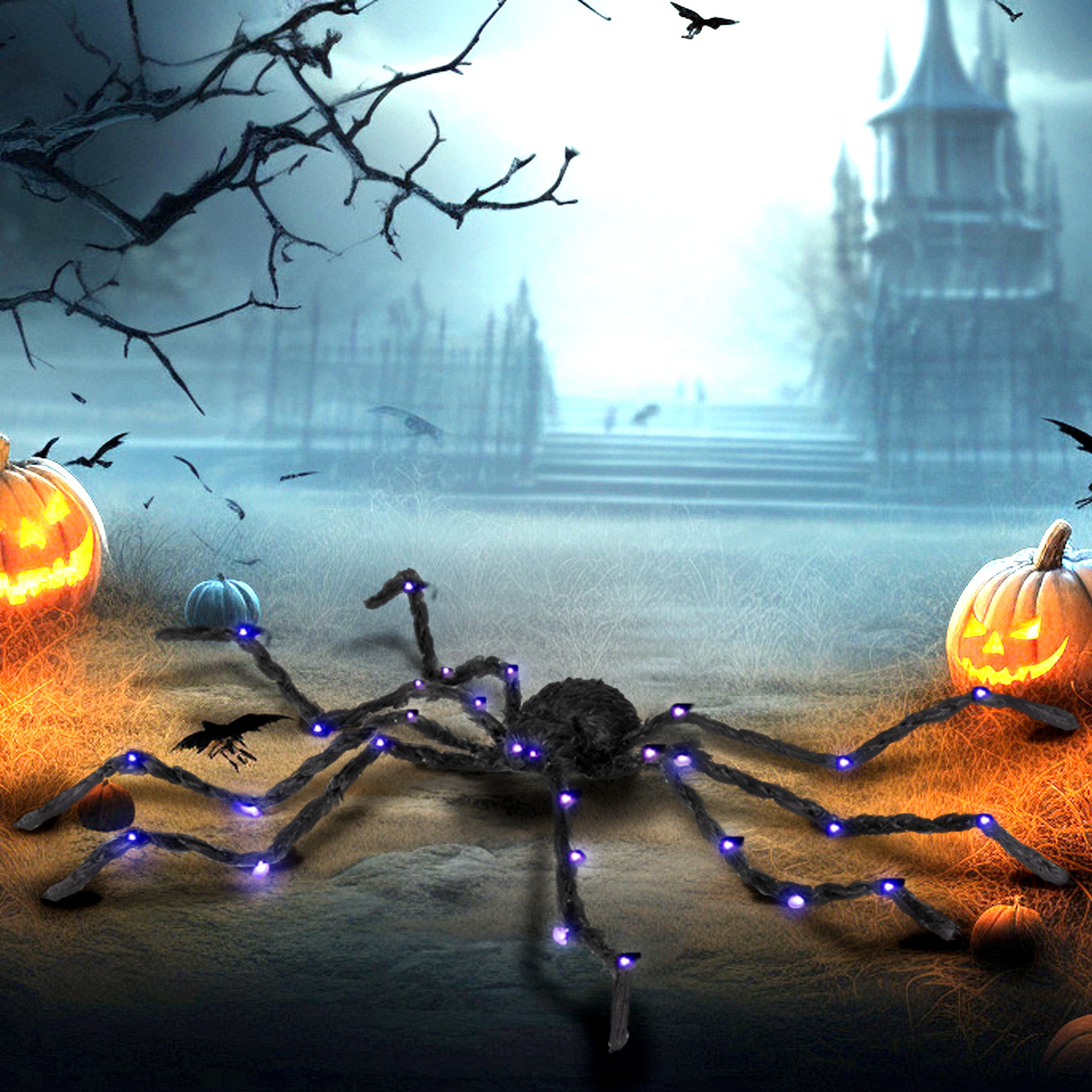 Outdoor Halloween Decoration, Light-up Oversized Spider