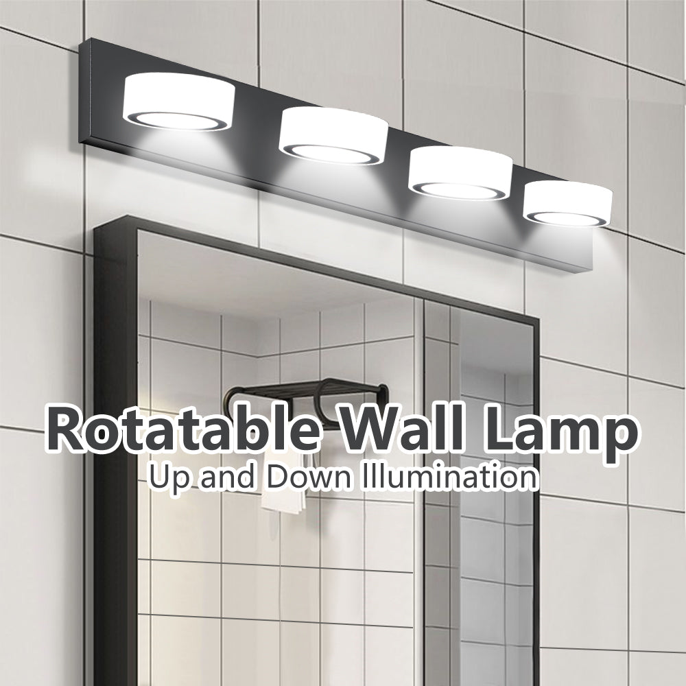 LED Modern Black 4-Light Vanity Lights Fixtures Over Mirror