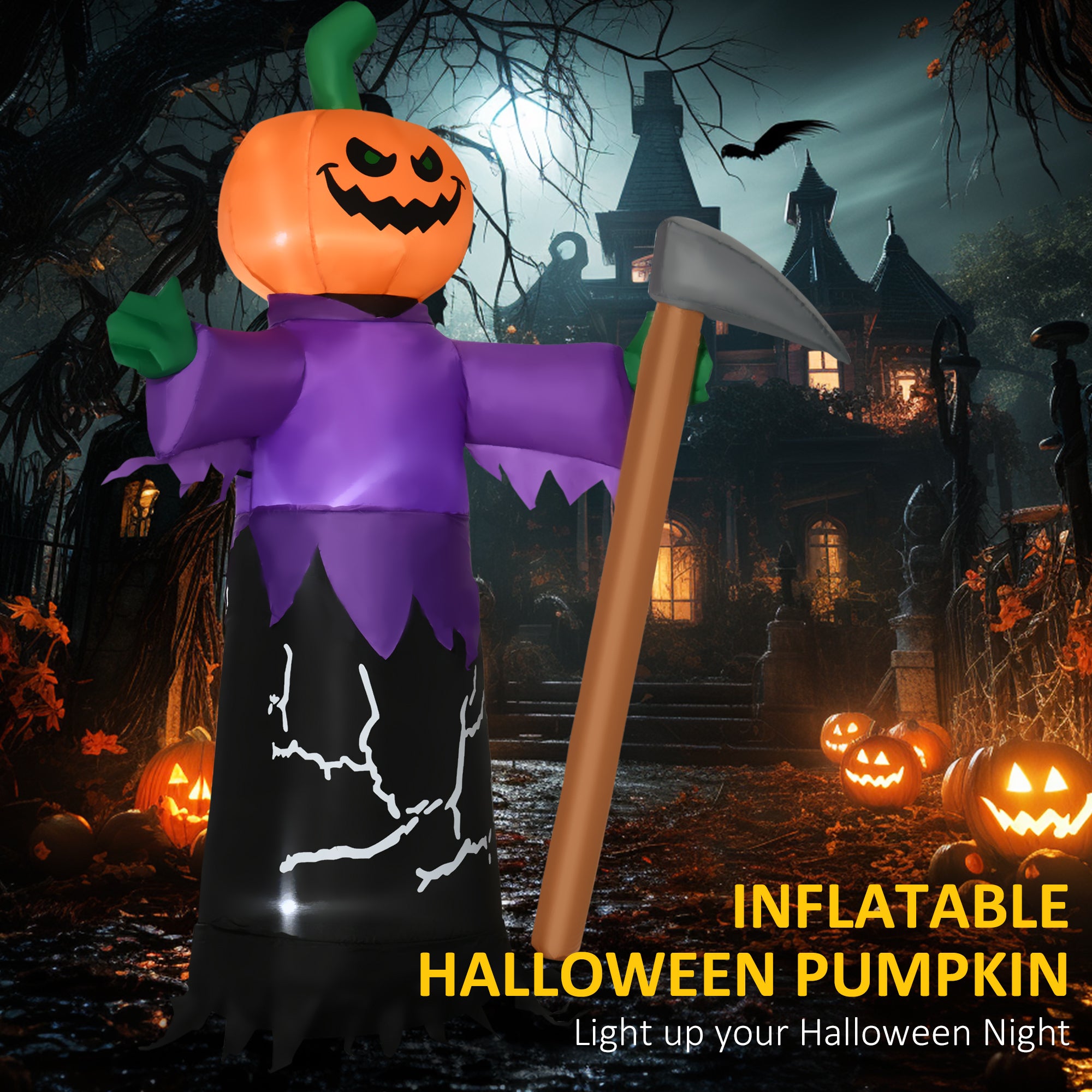 5' Inflatable Halloween Pumpkin Grim Reaper