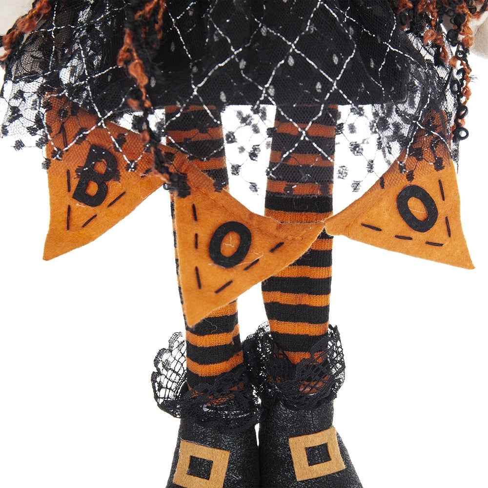 Fabric Standing Gnome W/Orange Banner & Spring Body, for Halloween Decor