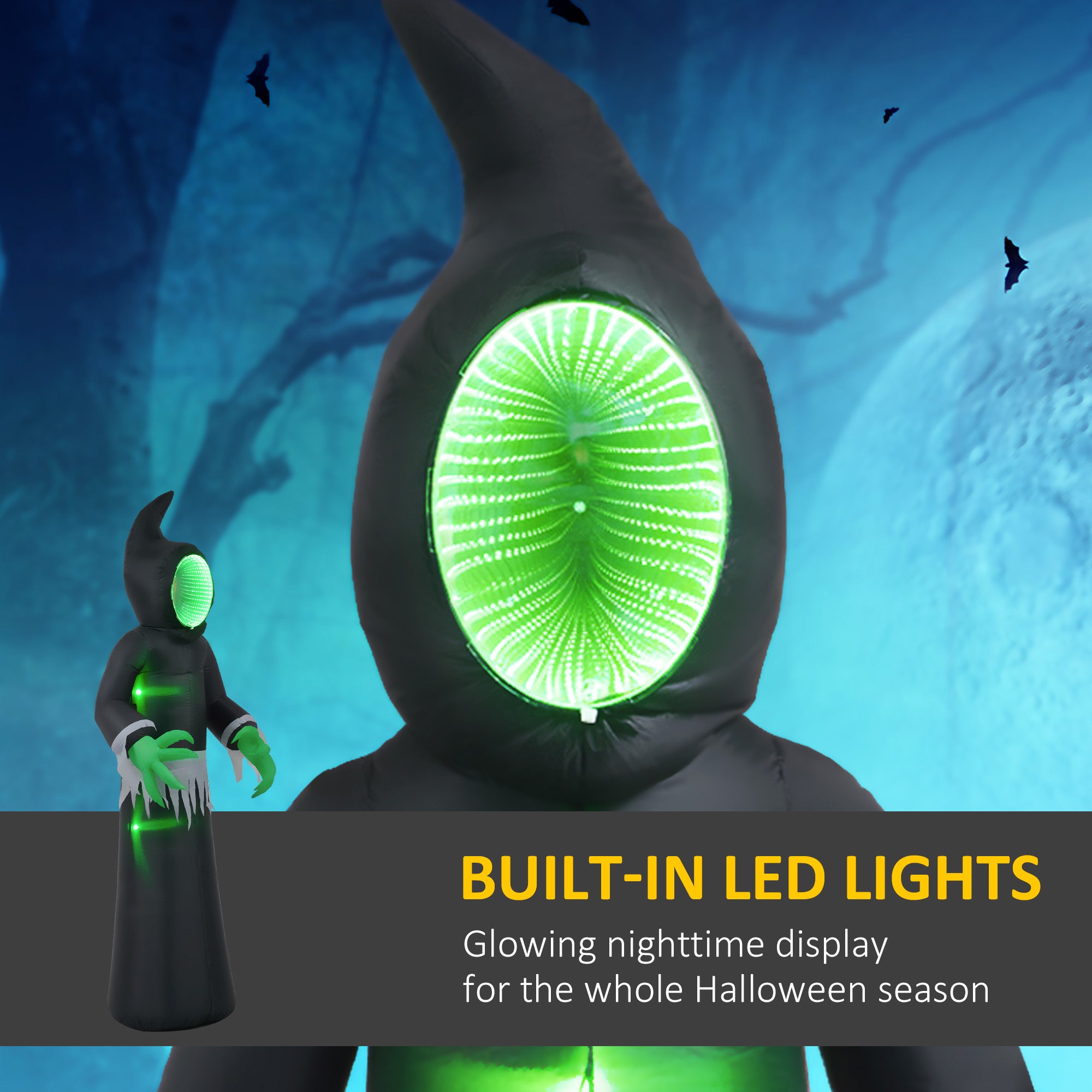 Inflatable Halloween Decoration Green light Face Ghost