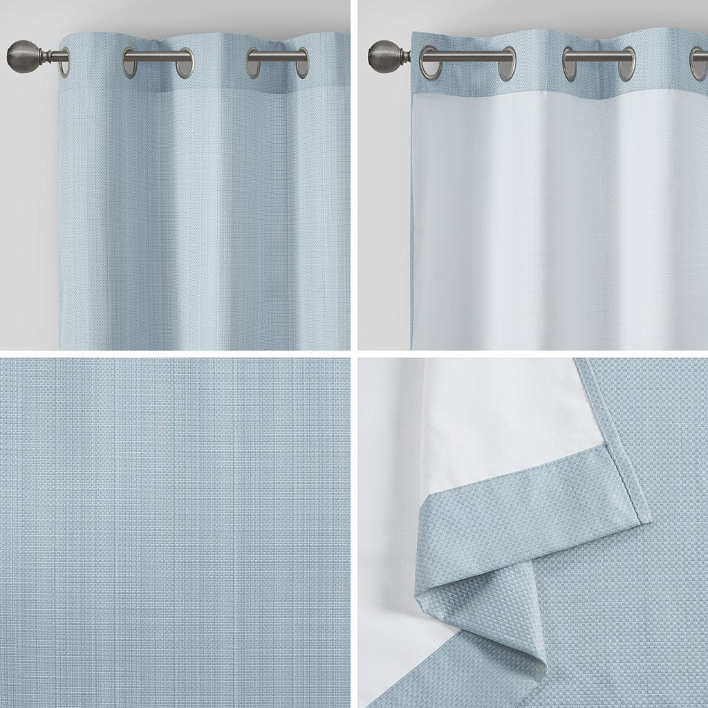 Basketweave Room Darkening Curtain Panel Pair(2 Pcs Window Panels blue)