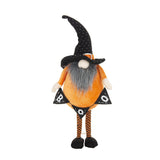 Fabric Standing Orange Gnome W/Black Gnome & Holding Banner, for Halloween Decor