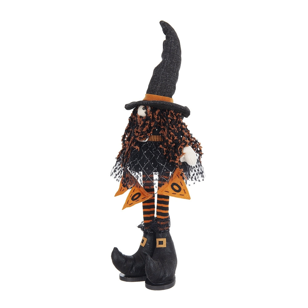 Fabric Standing Gnome W/Orange Banner & Spring Body, for Halloween Decor