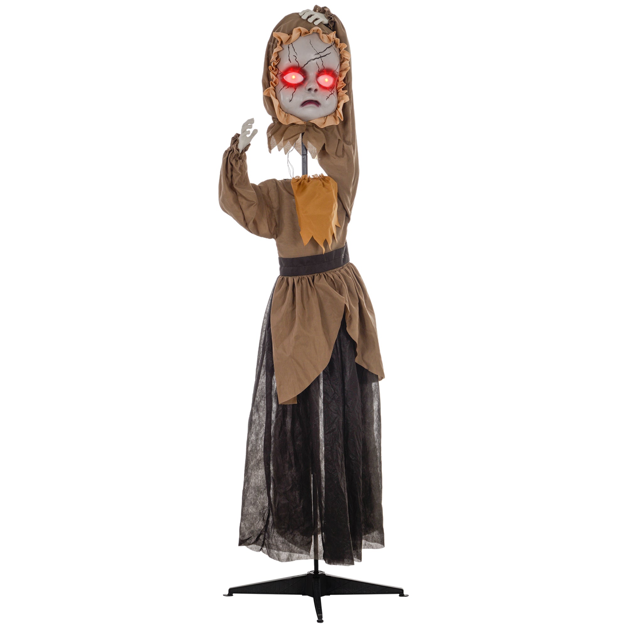 Life Size Outdoor Halloween Decoration Animatronic Doll with Simulated Wound Cracks