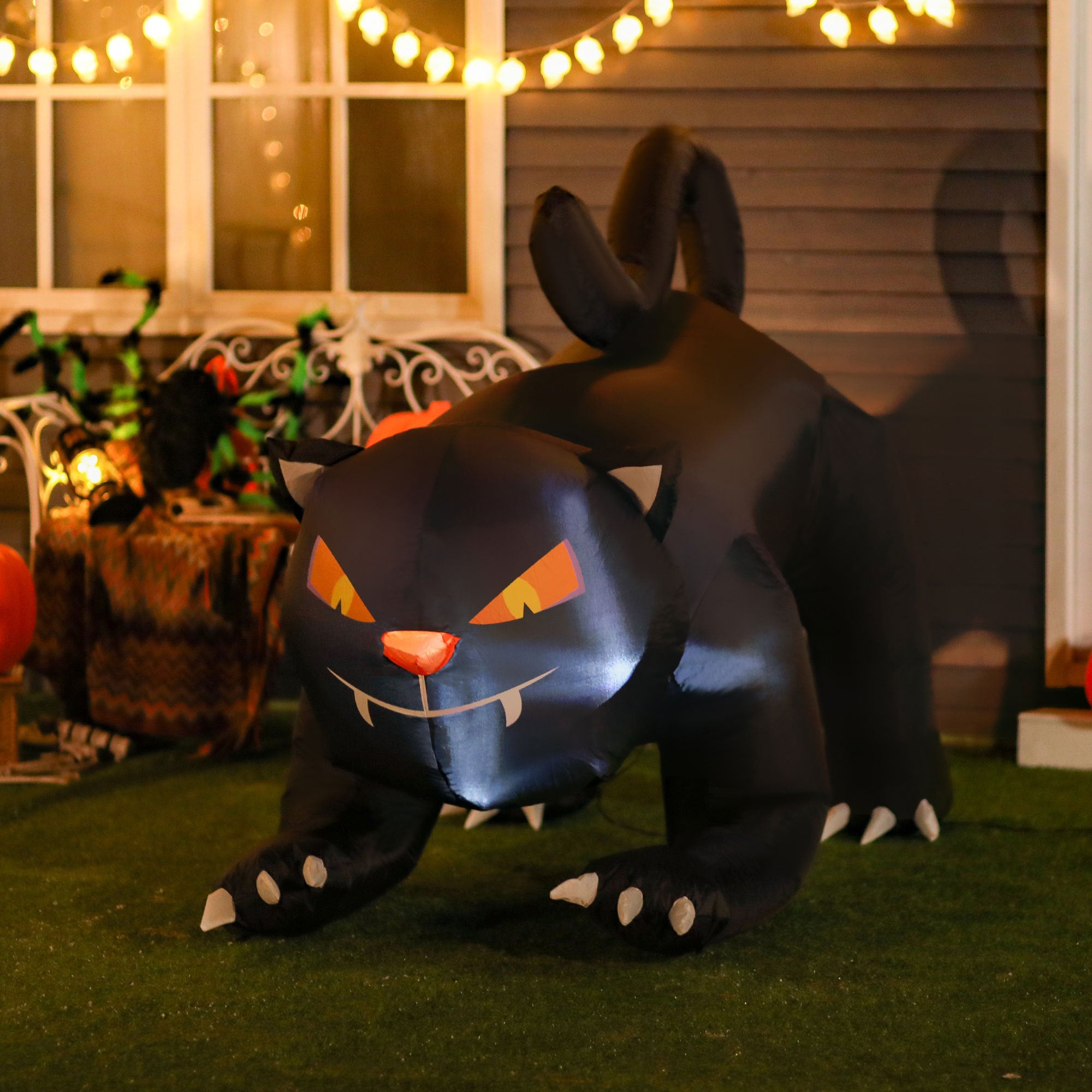 Inflatable Halloween Black Cat, Blow Up Outdoor LED Yard Display