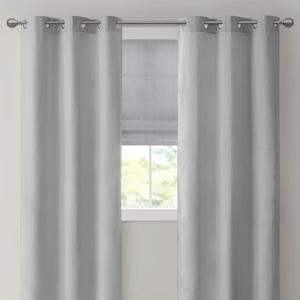 Basketweave Room Darkening Curtain Panel Pair(2 Pcs Window Panels grey)