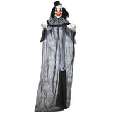 Life Size Outdoor Halloween Decoration, Classic Black and White Striped Clown Animatronic