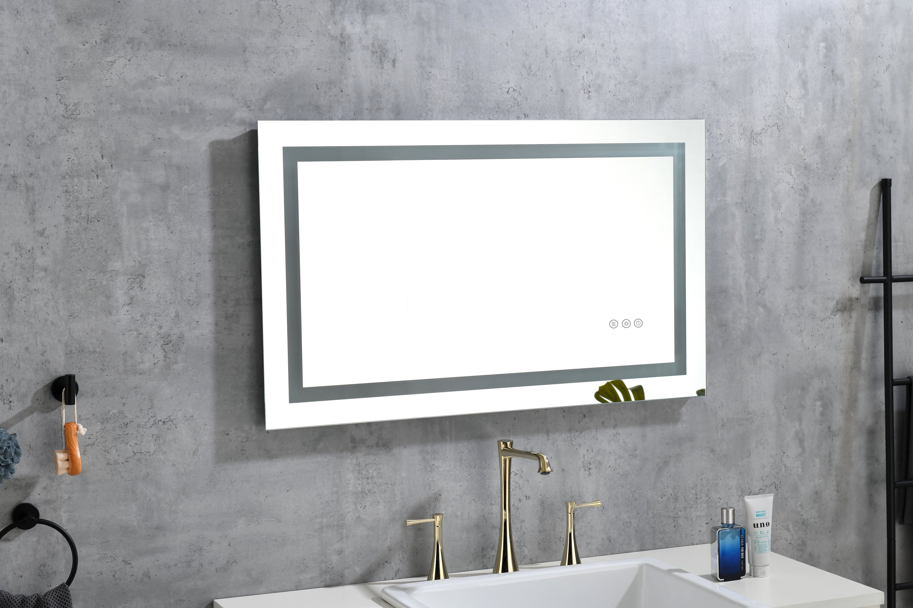 LED Bathroom Mirror,  Framed Gradient Front and Backlit LED Mirror for Bathroom