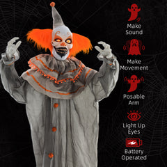 Life Size Outdoor Halloween Decoration, Animatronic Orange Haired Classic Clown