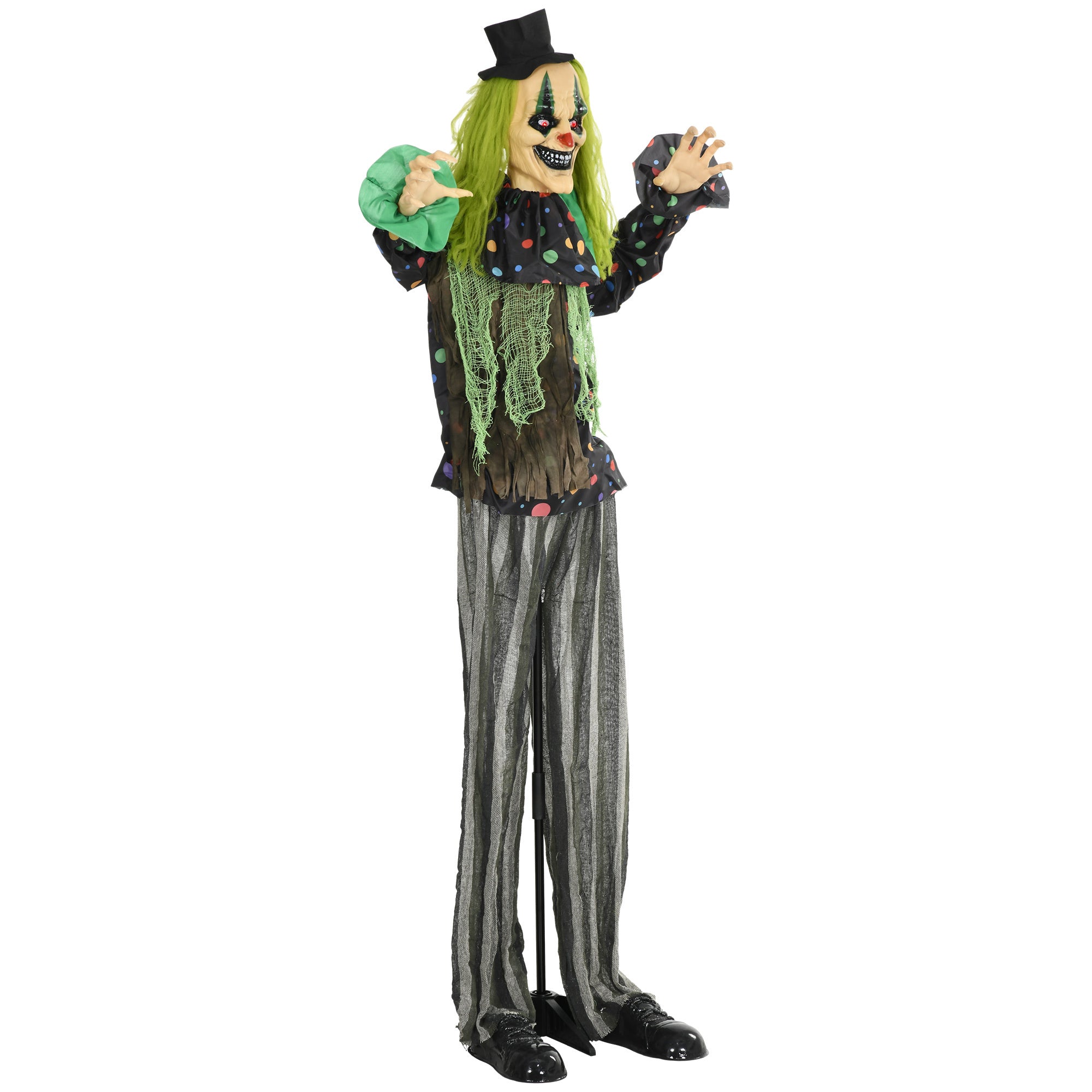 Life Size Outdoor Halloween Decoration, Animatronic Circus Clown Green