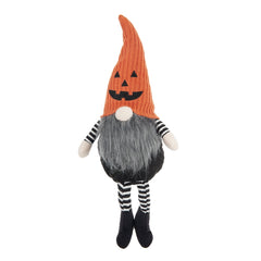 Fabric Sitting Gnome with Orange Knit Hat, for Halloween Decor