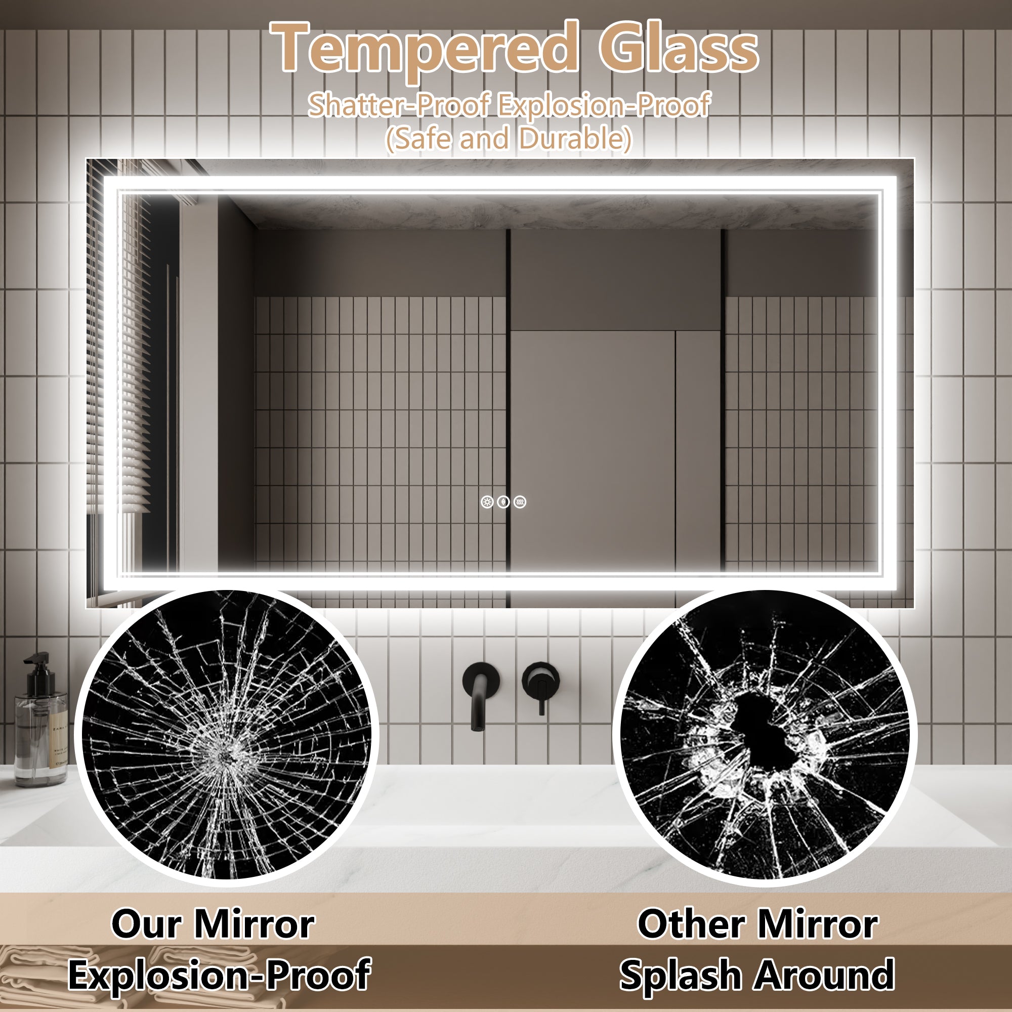 30x55"Bathroom Vanity Mirrors with Lights