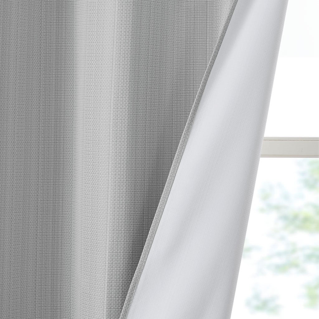 Basketweave Room Darkening Curtain Panel Pair(2 Pcs Window Panels grey)