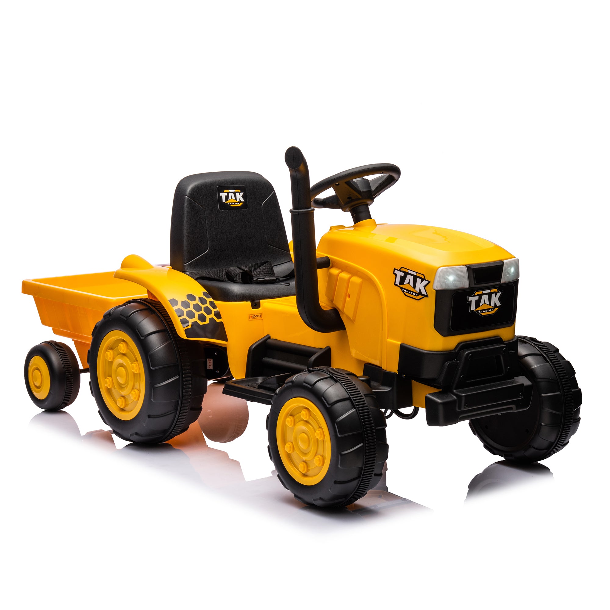 12V Kids Ride on Tractor Electric Excavator Battery Powered Motorized Car for Kids Ages 3-6, Yellow