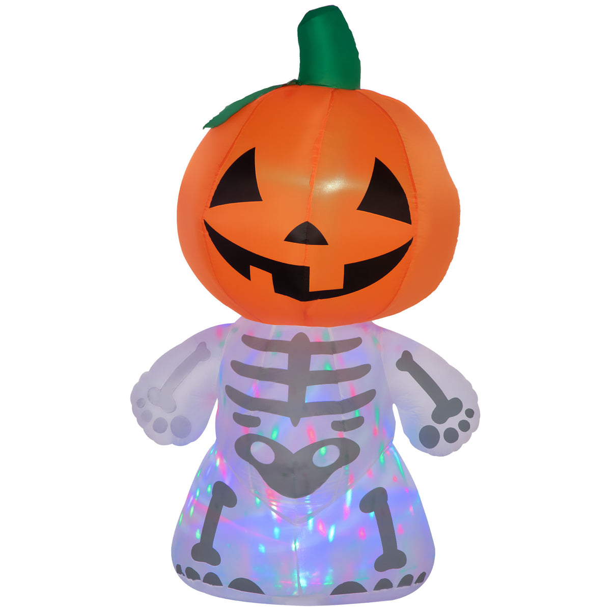 Halloween Inflatables Outdoor Decorations, Smiling Skeleton Ghost with Pumpkin Head