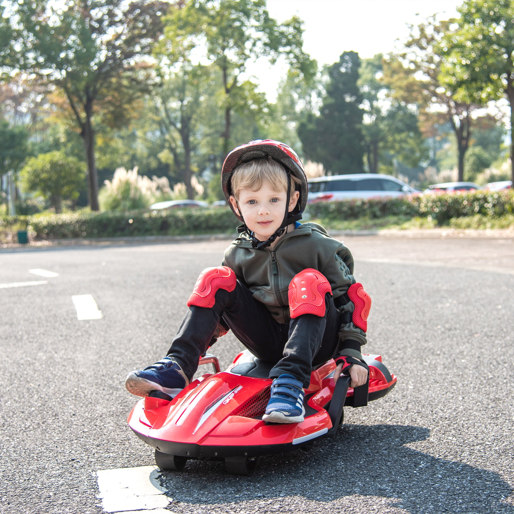 24V Kids Ride On Electric scooter w/ helmet knee pads (pink)