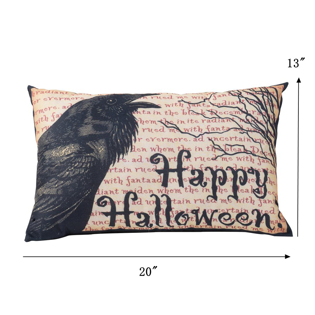 Crow Happy Halloween Pillow