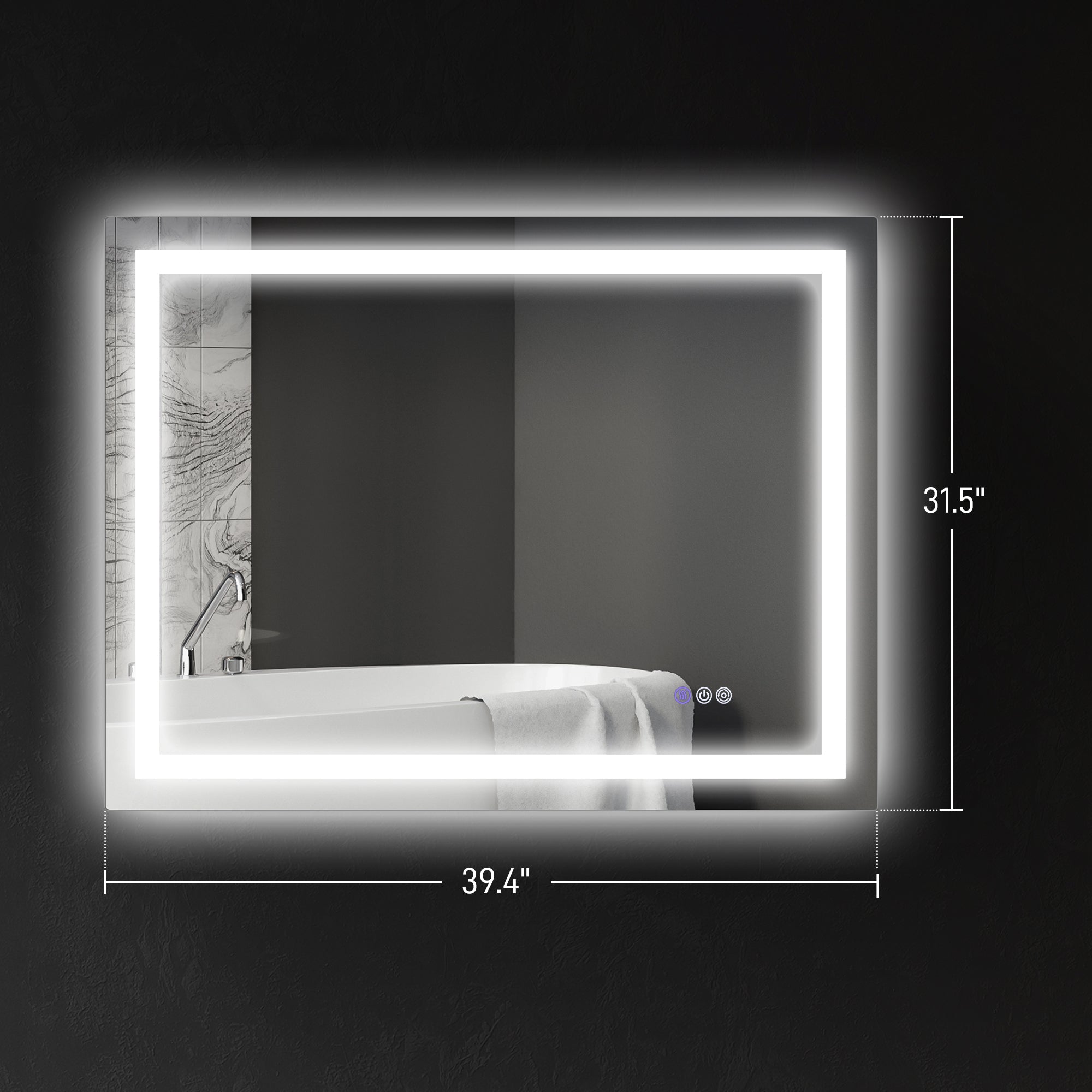 LED Bathroom Mirror with Lights, 39" x 32" Backlit Front Lit LED Mirror for Bathroom