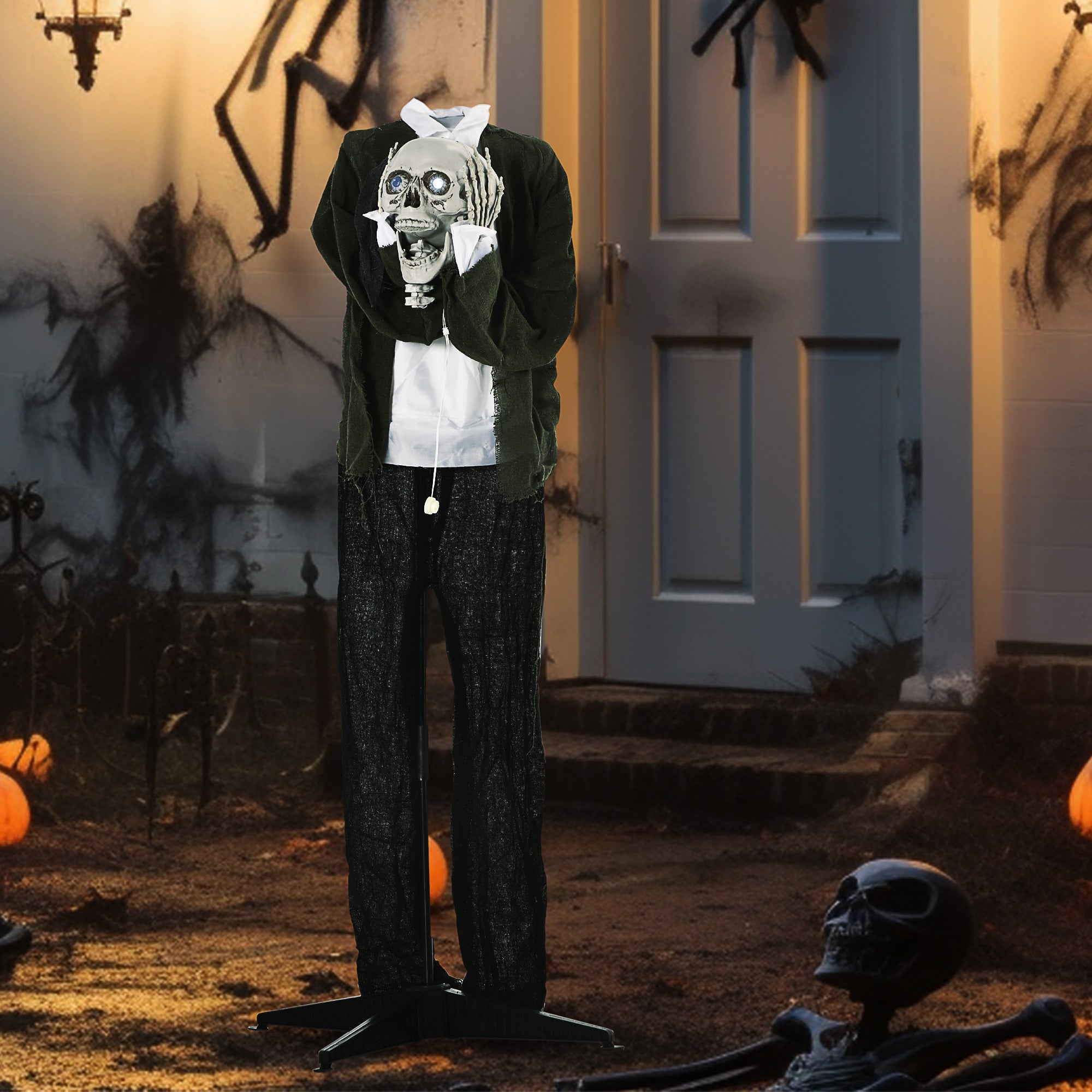 57" Life Size Outdoor Halloween Decorations Hanging Talking Skeleton Ghost