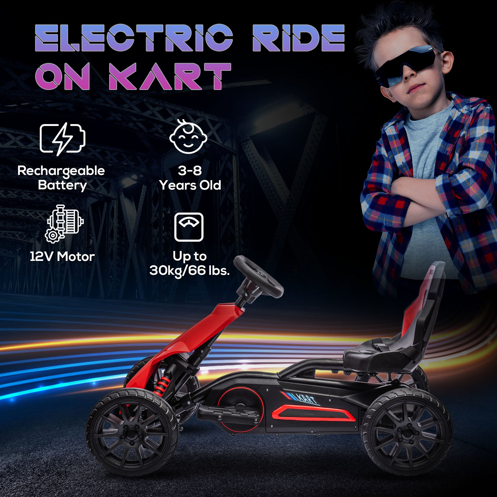 Aosom 12V Electric Go Kart for Kids(red)