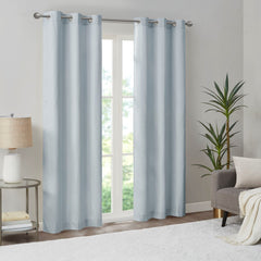 Basketweave Room Darkening Curtain Panel Pair(2 Pcs Window Panels blue)