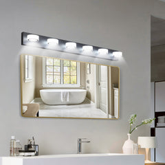 LED Modern Black 6-Light Vanity Lights Fixtures Over Mirror