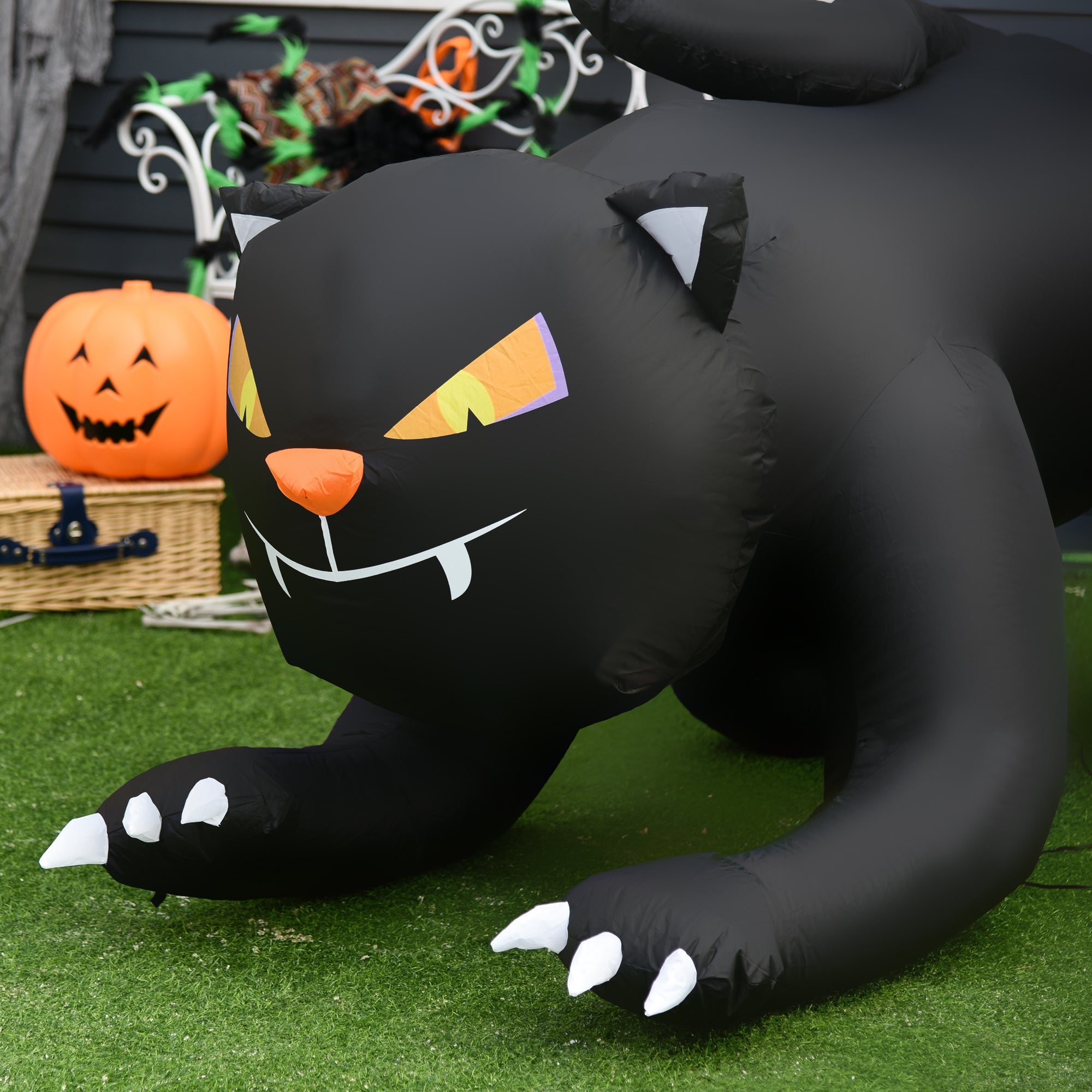 Inflatable Halloween Black Cat, Blow Up Outdoor LED Yard Display