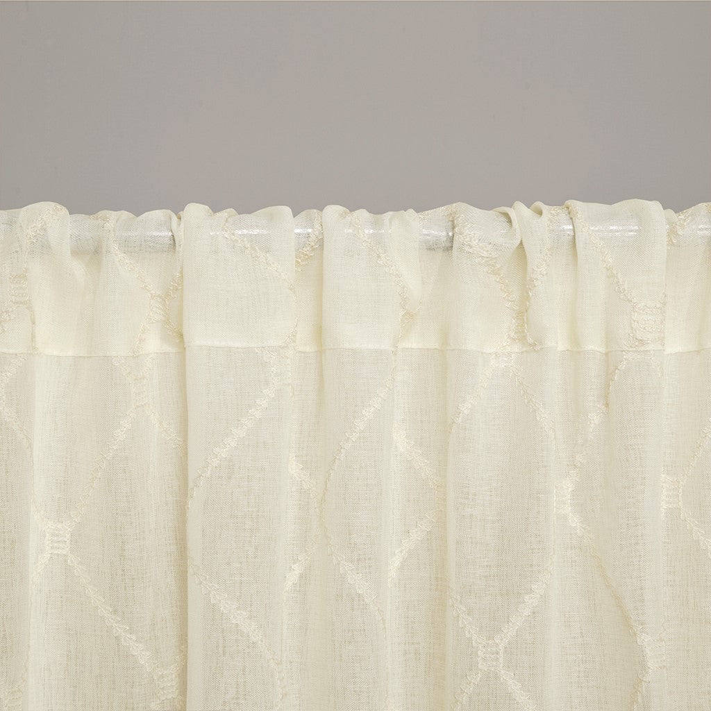 Diamond Sheer Window Curtain Panel(Only 1 Pc Panel Ivory)