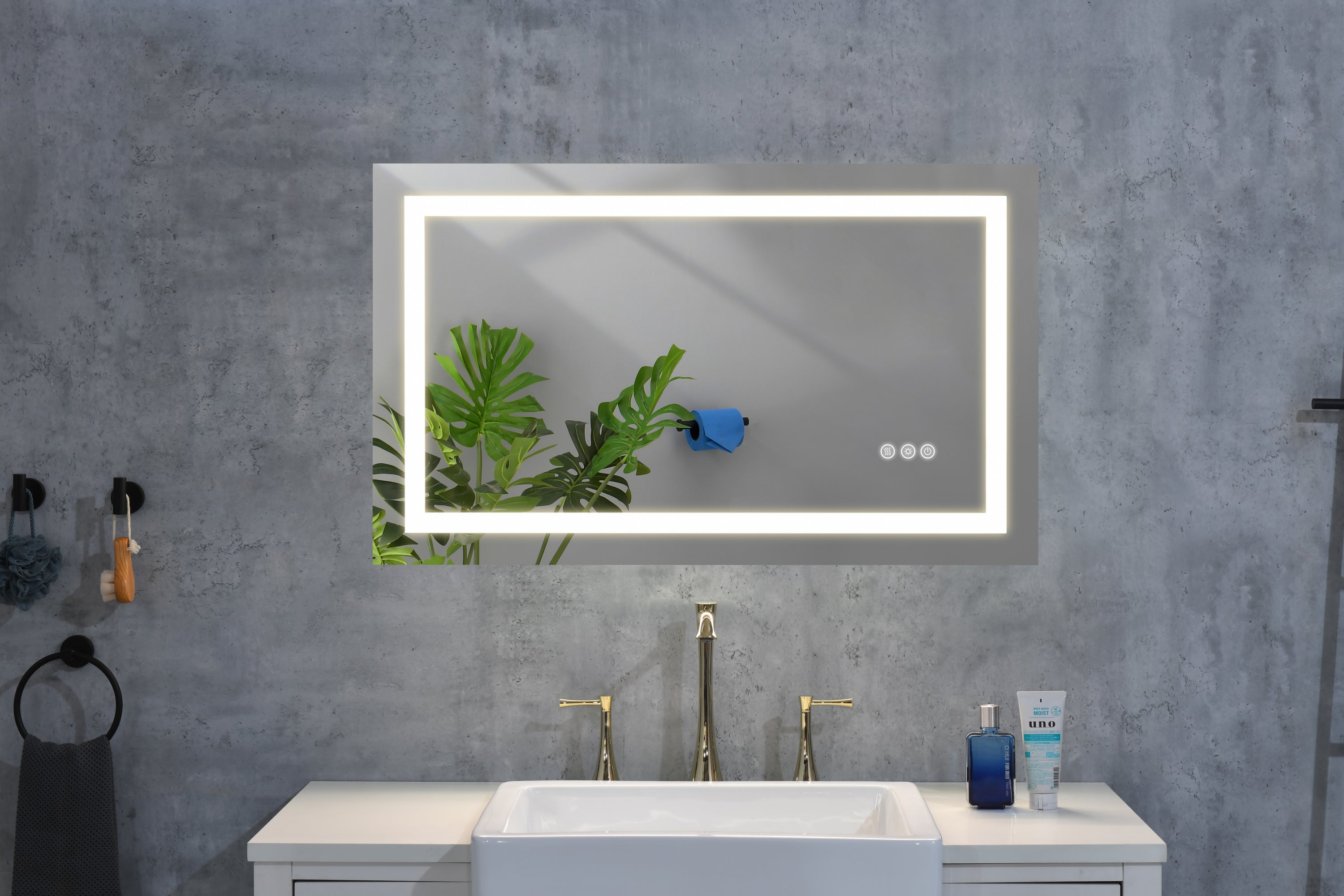 LED Bathroom Mirror,  Framed Gradient Front and Backlit LED Mirror for Bathroom