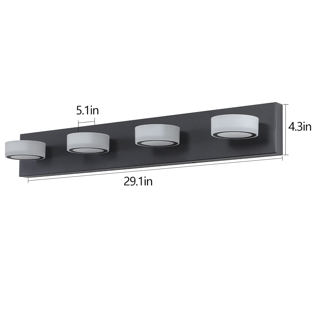 LED Modern Black 4-Light Vanity Lights Fixtures Over Mirror