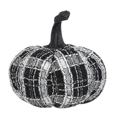 Fabric Light Black White Plaid Pumpkin, for Holiday Halloween Decor