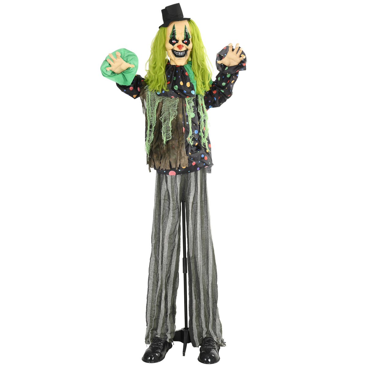 Life Size Outdoor Halloween Decoration, Animatronic Circus Clown Green