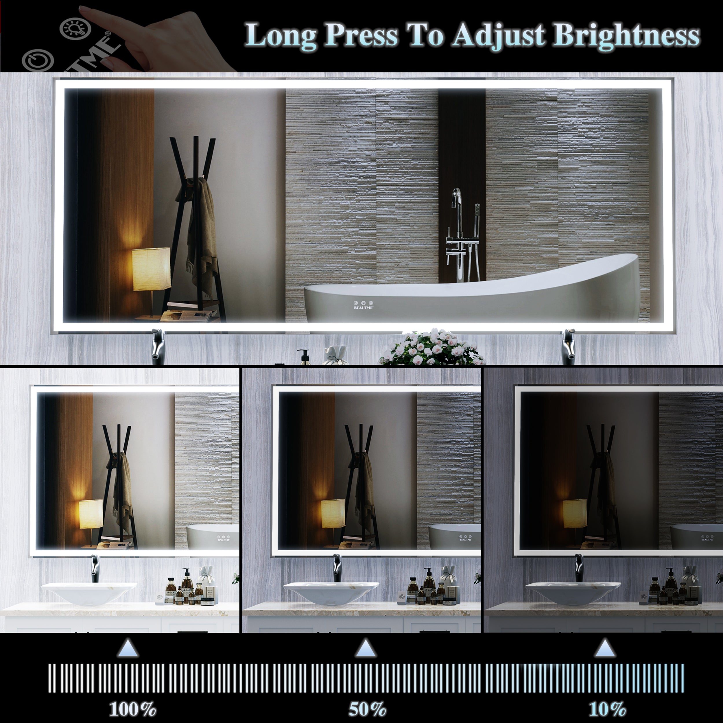 Oversized LED Bathroom Mirror Wall Mounted Mirror