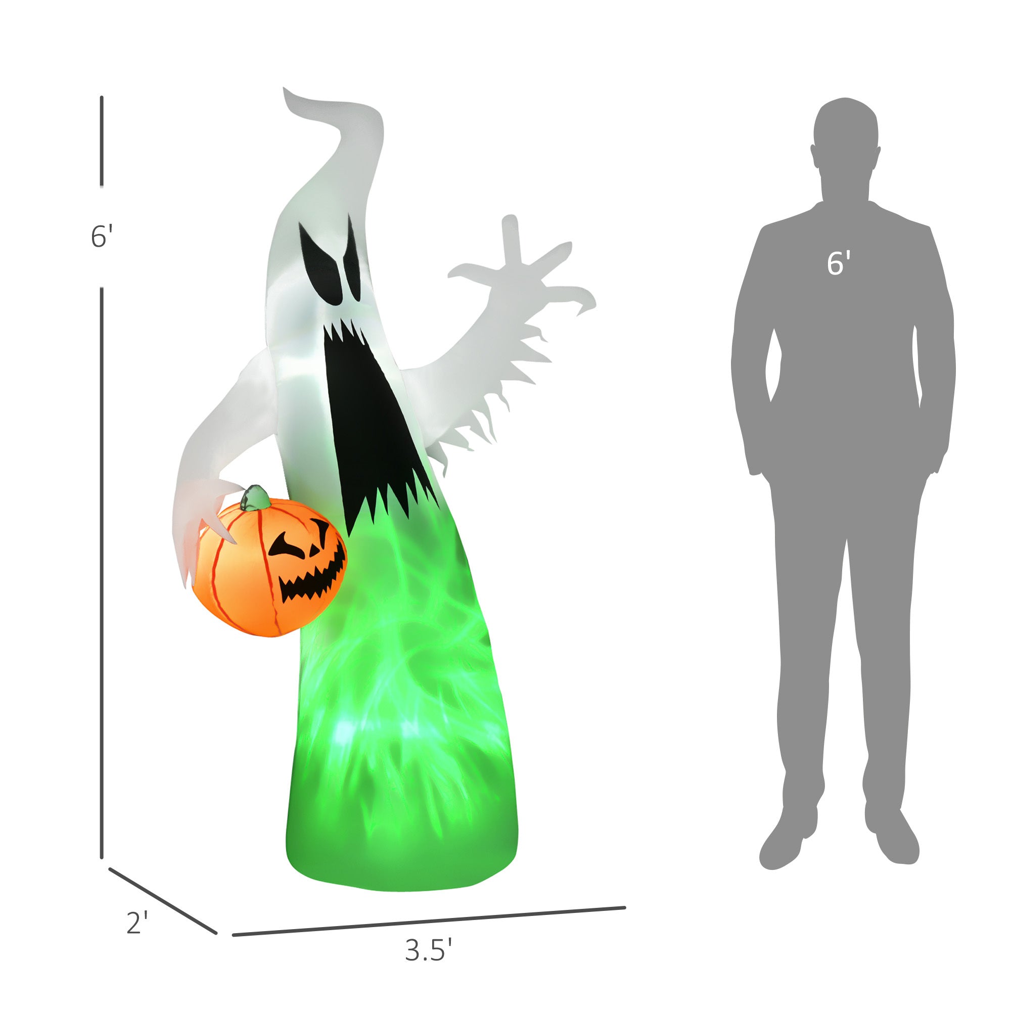 Halloween Inflatable Outdoor Decoration Ghost with Pumpkin Green