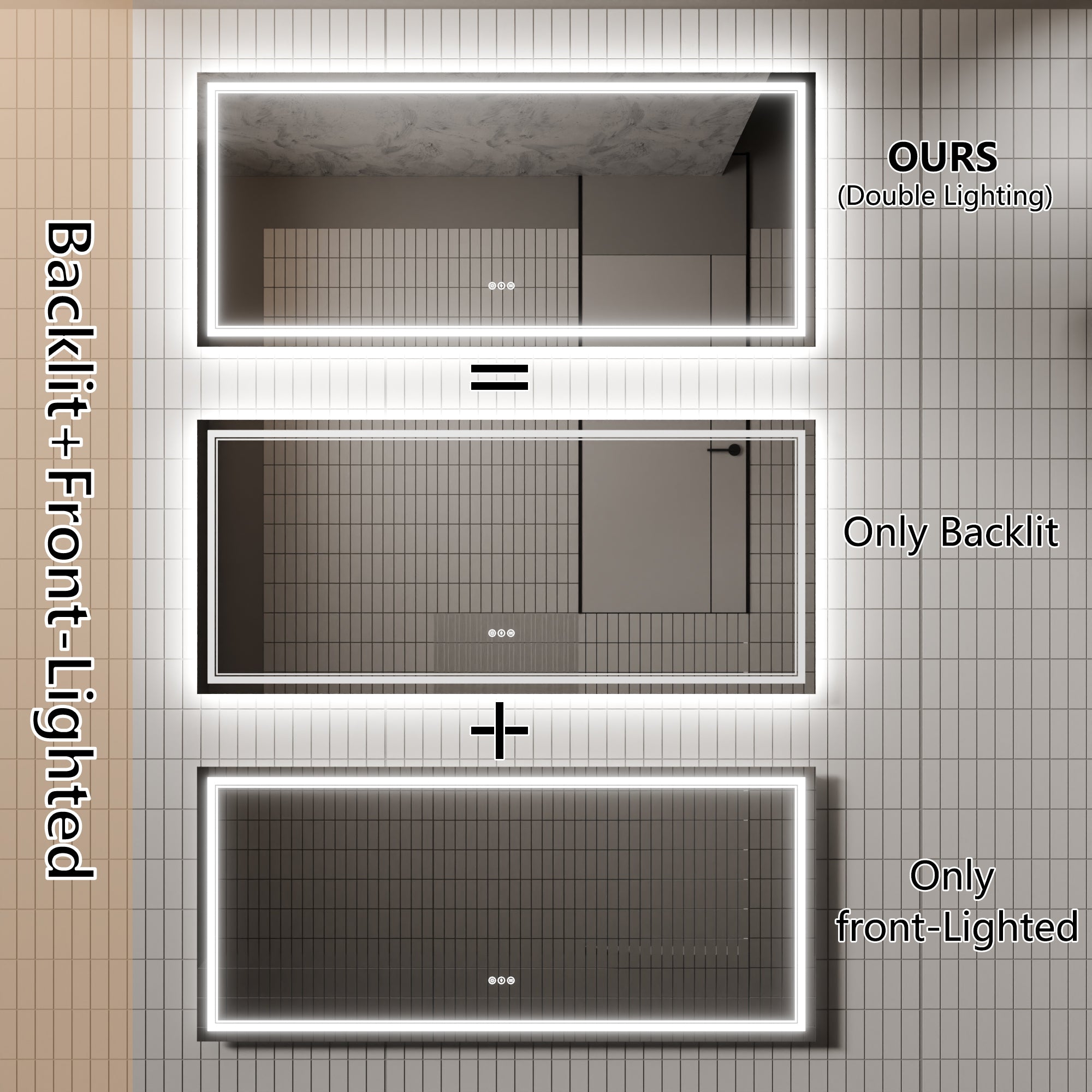 32x72" Bathroom Vanity Mirrors with Lights