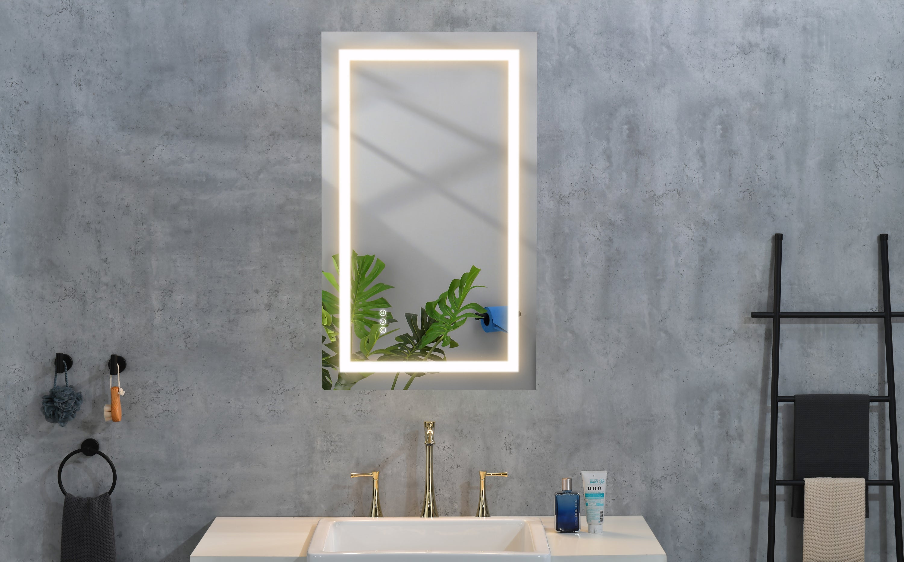 LED Bathroom Mirror,  Framed Gradient Front and Backlit LED Mirror for Bathroom