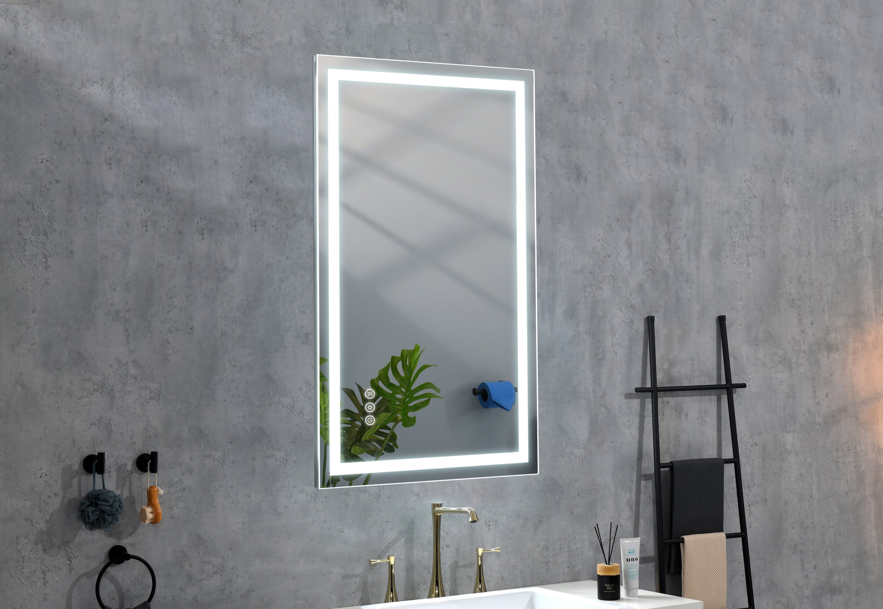 LED Bathroom Mirror,  Framed Gradient Front and Backlit LED Mirror for Bathroom